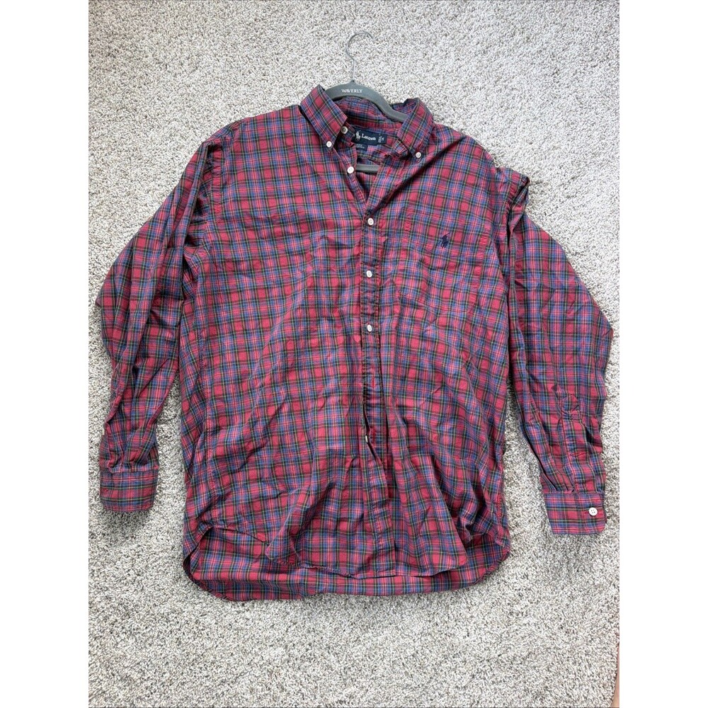 Ralph Lauren Blaire 100% Cotton Flannel Mens Size Medium Red And Blue Plaid